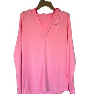 Under Armour Pink Hooded V-Neck Pullover women’s medium